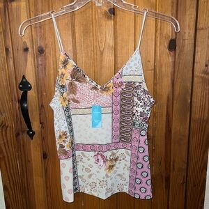 Maurices Pink and Cream Asymmetrical Camisole